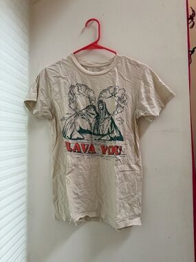 Disney Cream "Lava You" Short Sleeve Tee with Red and Green Print